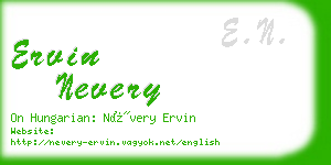 ervin nevery business card